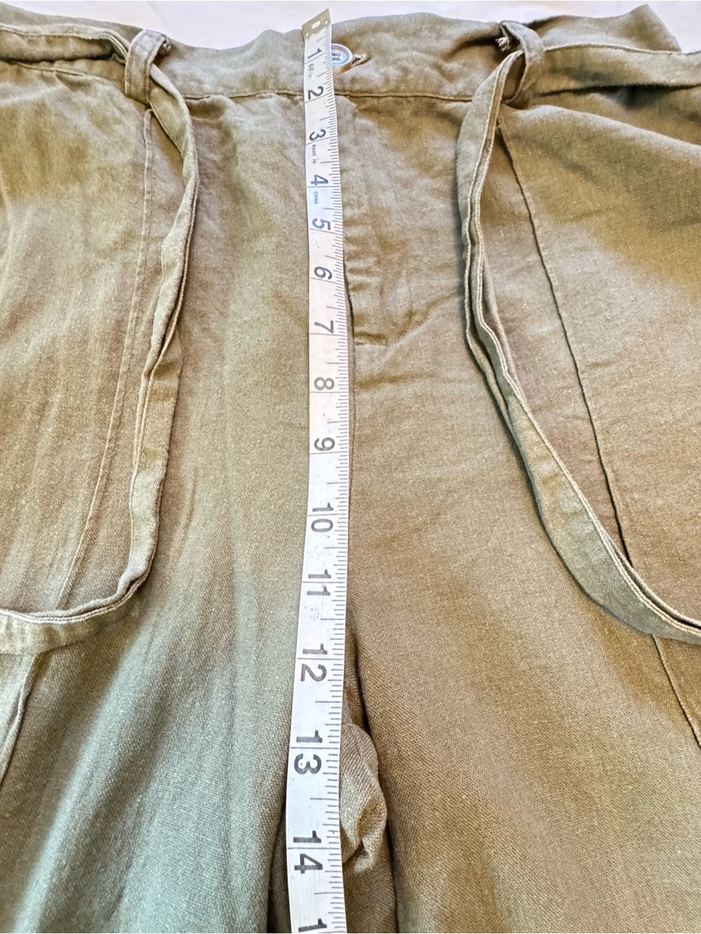 Joie Women's Olive Green Linen-Blend Wide Leg Pants Size Large - Picture 9 of 10